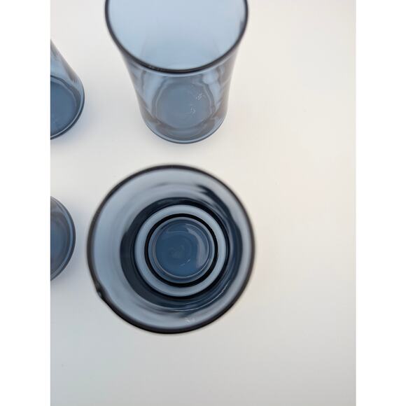 Vintage Libbey Bolero Blue Drinking Tumblers MCM 1970s Set of 4 6oz Juice Glass - Picture 3 of 5